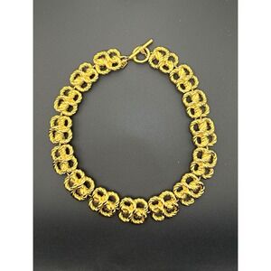 Vtg fashion Heavy Brushed Matte Tone Toggle Link Necklace Anne Klein rare